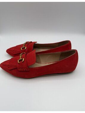 Boden Iris Ghillie Loafers Womens Size EU37/US6.5 Vibrant Red Suede Dress Shoes